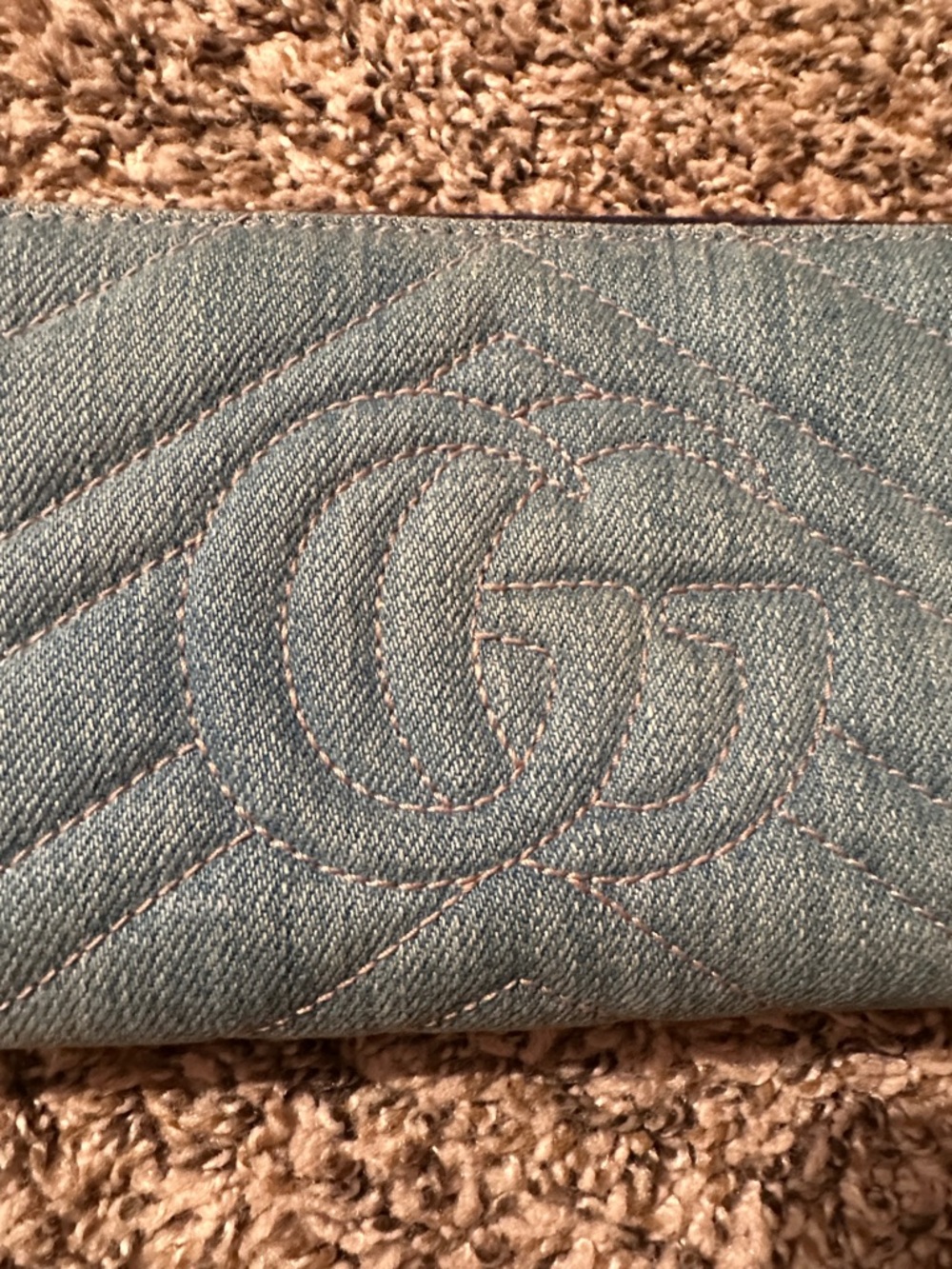 Gucci Denim Floral Embroidered Wallet with Gold GG - Picture 9 of 16